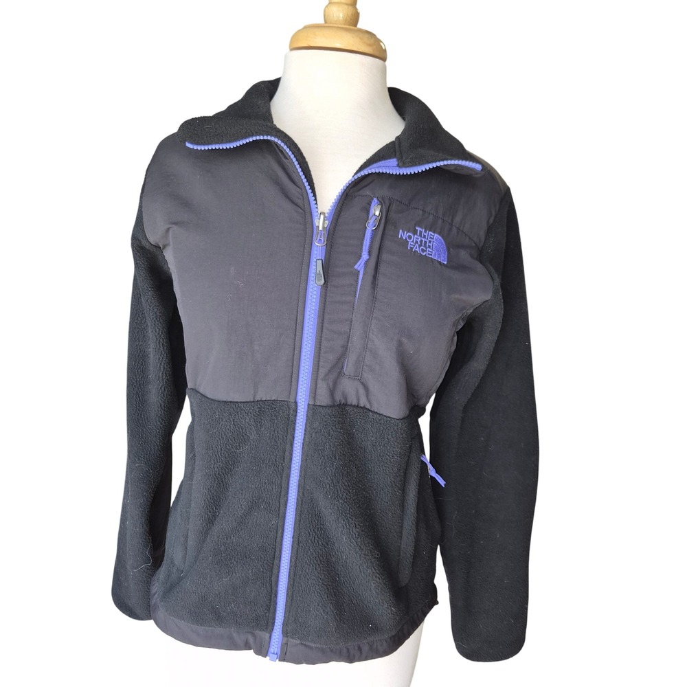 The North Face Denali Fleece Jacket Womens Small Black Purple Polartec Full Zip